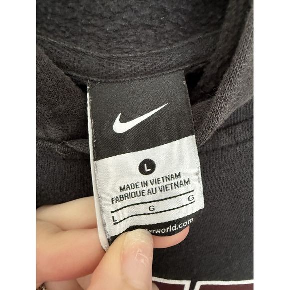 Vintage Nike Hoodie Center Check Swoosh Pocket Black Highschool Team Mens Large - Picture 5 of 6